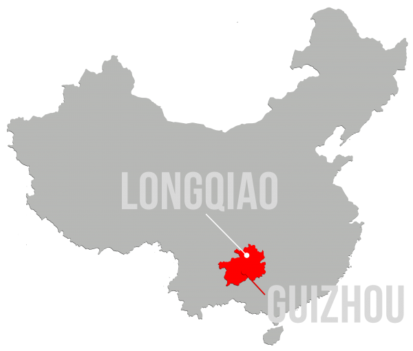 Map of China with Guizhou Province and Longqiao Village marked